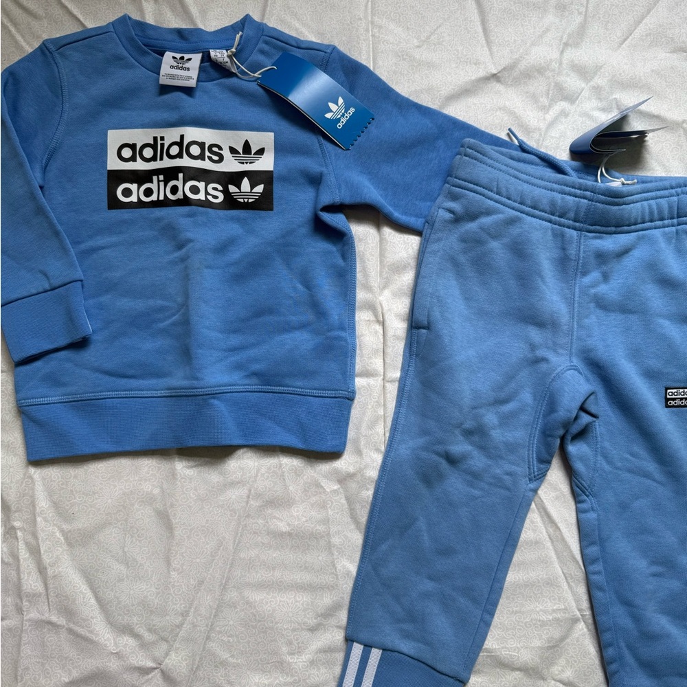 Adidas Blue Sweatpants with Signature Stripes